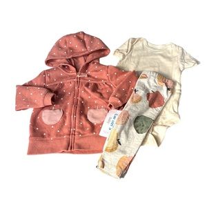 Carter’s Fall Fruit 3 Piece Outfit Pink Cream Size 6 Months
